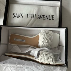 Saks Fifth Ave. Woven Leather Slides